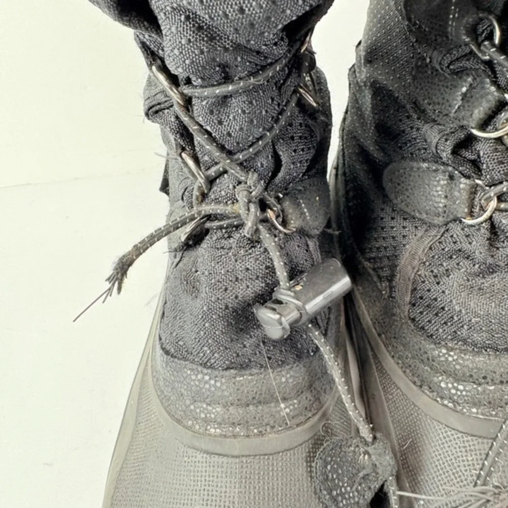 Kamik Big Kids Size‎ 4 Black Winter Snow Boots Faux Fur Lace Up FLAWED